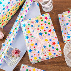Burymento Holographic Pink Star Gift Wrapping Paper for Birthday, Valentines, Mothers day, Graduation, Wedding, Fathers day, Baby Shower, Christmas (17in x 32.8ft)