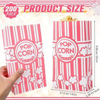 200 Pcs Paper Popcorn Bags Bulk 2 oz Large Flat Bottom Boxes Red and White Disposable Container Sleeve Movie Night Popcorn Bucket for Retro Movie Themed Party Carnival Supplies (Pink and White)