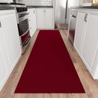 Sweet Home Stores SH Non-Slip Solid Rubberback Indoor Runner Rug for Kitchen, Hallways, Bathroom, Entrance, Bedroom, 2'7" x 12', Red