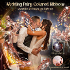 100 pcs Wedding Wands Light up with LED Tinsel Wedding Streamers for Wedding Send off and Greeting Ideal Props for Weddings, Birthday Parties, Christmas Cheerleading Games (Rose Gold)