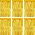 Gold Foil Fringe Curtain 3.3×8.3FT 6 Packs, Metallic Tinsel Curtains Party Streamers for Birthday Graduation Baby Shower Decoration (6pcs,3.3FT×8.3FT, Gold)