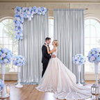 20x10FT Silver Sequin Backdrop - 4 Panels 5x10FT Wrinkle-Free Glitter Drapes for Weddings, Parties & Events