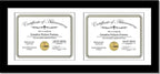 Creative Picture Frames 10X20Bk-W Black Horizontal Double Diploma Frame With 2 Opening White Matting | Holds 2-7X9-Inch Documents With Installed Wall Hanger