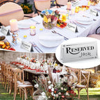 300 Pcs Paper Table Reserved Sign with Name Line Reserved Seating Signs Bulk Double Sided Signs for Reserving Seats Restaurant Wedding Reception Church Board Business Meeting (Silver Black)