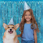 5 Pack Blue Fringe Backdrop 3.2ft x 8.2ft Teal Blue Foil Fringe Curtains Party Tinsel Curtain Backdrop Streamers for Birthday Party Decoration Wedding Christmas Decoration (Teal Blue)