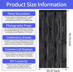 Picoway 4 Pack Foil Fringe Tinsel Backdrop Curtains, Birthday Engagement Bachelorette Party Decorations, Photo Booth Props Door Streamers Curtain (Black)