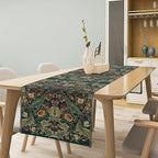 Green Morris Floral Table Runner, Boho Rustic Country Farmhouse Teal Red Rose Pattern for Home Kitchen Table Decor Dining Coffee Room Party Decor 13x60in