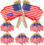150pcs Small American Flags on Stick, Handheld 4 x 6 Inchs Mini American Flags with Kid-Safe Golden Spear Top, US Flags for 4th of July Decorations Outdoor, Independence Day Decorations