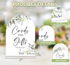 Greenery Cards and Gifts Sign, 6 x 8 Inch White Arch Acrylic Wedding Sign with Holder, Wedding Sign for Ceremony and Reception, Wedding Decoration, Wedding Supplies - LY01