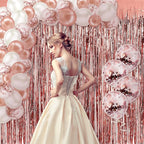 5 Pack Rose Gold Fringe Backdrop 3.2ft x 8.2ft Foil Curtain Tinsel Fringe Curtains for Birthday Party Decoration Wedding Christmas Decoration