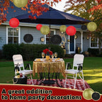 12Pcs Round Paper Lanterns Assorted Sizes (6" 8" 10" 12") for Home Decor, Wedding, Birthday, Hibachi Party, Casino Theme Party Decorations, Hanging Chinese Japanese Paper Lamps (Black Red Gold)