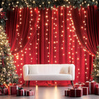 50ftx14FT Wrinkle Free Red Backdrop Curtain, 10 Panels 14FT Height Red Wedding Backdrop Drapes, Silky Polyester Back Drop Cloth for Birthday Photography Background Party Backdrop Draping