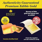 Barnabas Blattgold Edible Gold Leaf 24K - Cake Decorations, Loose Gold Leaf Sheets for Cupcakes - 1.5 inches, Interleaf of 48