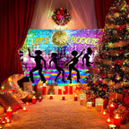 Dance Party Backdrop Retro 80s 90s Theme Stage Dance Ball Music Birthday Party Decoration DJ Photography Background 10 x 8 ft for Baby Shower Picture Photo Shoot Polyester Fabric, Multi