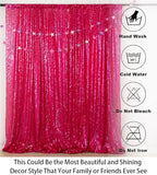 ShinyBeauty Fuchsia Sequin Backdrop Curtains 2 Panels Sequin Bakdrop 4X8Ft Shimmer Backdrop for Photograph Wedding Backdrop Drapes Fuchsia Glitter Backdrop Curtain
