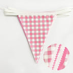 32Ft Hot Pink Plaid Checkered Pennant Banner Fabric Gingham Triangle Flag Bunting Garland Streamers for Wedding Birthday Baby Shower Party Home Nursery Outdoor Garden Hanging Festivals Decoration
