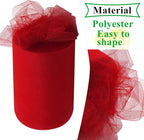 Red Tulle Fabric Rolls 6 Inch by 100 Yards (300 feet) Fabric Spool Tulle Ribbon for Christmas Gift Wrapping DIY Tutu Bow Baby Shower Birthday Party Wedding Decorations Craft Supplies