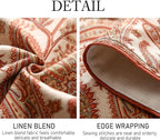 ISAENNE Designer Elegant Red Linen Extra Long Table Runner 118 Inches,Vintage Paisley Pattern Durable Table Runners for Dining Tables,Thanksgiving,Kitchen Tables,Christmas,12"*118"-Chauffrey A