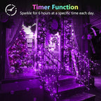 4 Pack 20FT 60LED Halloween Battery Operated Fairy Lights with Timer, Waterproof Battery String Lights Outdoor Indoor, Battery Twinkle Lights for Bedroom Wedding Birthday Party Halloween (Purple)