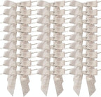 50pcs 2-1/2" Metallic Satin Silver Bows for Crafts Pretaied Christmas Bows with Twist Ties Hot Cut Tails for Christmas Decoration (Silver)