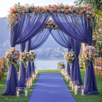 Wedding Arch Draping Fabric, 1 Panel 6 Yards Wedding Backdrop Curtains for Ceremony Navy Blue Sheer Fabric Curtains for Party Ceremony Arch Stage Decorations（1 Panel）, Navy Blue