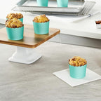 Panificio 3 Ounce Cupcake Wrappers, 200 Scalloped Baking Cups - Oven-Ready, Greaseproof, Turquoise Paper Cupcake Liners, Disposable, For Birthdays, Baby Showers, Or Weddings - Restaurantware