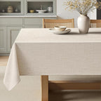 MIULEE Grayish White Linen Tablecloth 60x104 Inch Rectangle Table Cloth Waterproof,Stain Resistant & Wrinkle Resistant for Dining Party Wedding