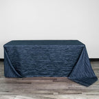 YOUR CHAIR COVERS - 6 ft - 90 x 132 Inch Navy Blue Rectangular Crinkle Taffeta Tablecloth – Elegant Table Linen for Rectangular Tables, Weddings, Banquets & Events