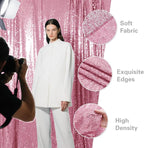 Pink Sequin Backdrop Curtain 4 Pieces 2FTx8FT Glitter Photography Backdrop for Party Wedding Birthday Christmas Decorations