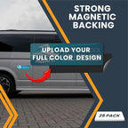 Magnet Me Up Custom 10x3 Inch Rectangle Magnet, 25 Pack, Customizable for Businesses, Personal Use, Choose Your Text, Upload Image, Magnetic Vinyl for Car and Any Magnetic Surface, Crafted in USA