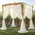 10ft x 10ft Ivory Backdrop Curtain Drapes, Wrinkle-Free Sheer Chiffon Fabric Photo Background Panels for Wedding Arch Party Ceremony Stage Photography Decorations