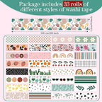 TaoBary 33 Rolls Holiday Plaid Washi Tape, 15 mm Seasonal Washi Tape Set Bohemian Colorful Vintage Cute for Card Wrapping Craft(Bohemia Style)