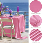 TURSTIN 8 Packs Pink Satin Tablecloth 102 x 58 Inch Overlay Satin Table Cover Rectangle Bright Silk Tablecloth Smooth Fabric Table Decoration for Wedding Banquet Party Events