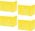 4P Wavy Metallic Tinsel Foil Fringe Table Skirts for Rectangle Tables Backdrop Garland Curtains for Parade Floats Wedding Birthday Parties Decoration Graduation 2025 Christmas (Makaron Yellow)