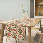 Christmas Table Runner,Xmas Holiday Bowknot Decor Table Cloth Kitchen Dining Table Decoration for Home Party Decor 13x120 Inch