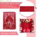 8ft x 8ft Red Sequin Backdrop Party Backdrop Curtain for Wedding Birthday Event Ceremony Wall Decorations