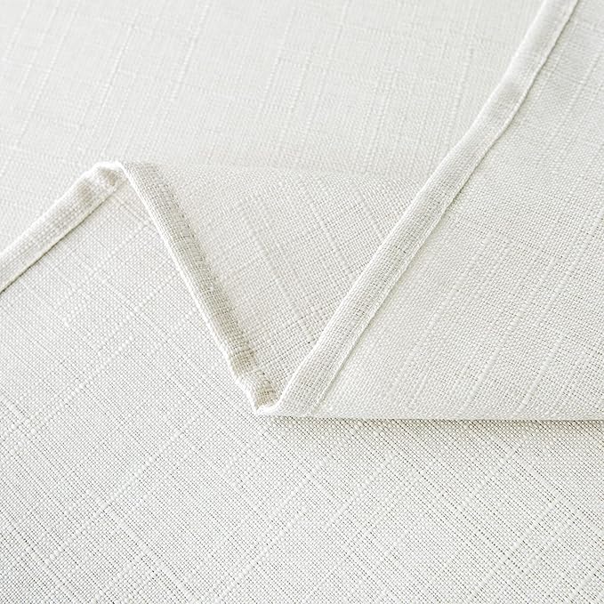 NLMUVW Linen Table Cloth for Rectangle Tables Water Resistant Faux Linen Textured Tablecloth Farmhouse Stain Resistant Decorative Table Cover for Indoor and Outdoor, 54 x 108 Inch, White