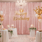 Rose Gold Sequin Backdrop Curtain 4 Pieces 2FTx8FT Glitter Photography Backdrop for Party Wedding Birthday Christmas Decorations