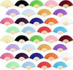 URATOT 36 Pieces Multicolor Folding Fans Silk Bamboo Folding Fans Handheld Fan for Wedding, Party Decoration