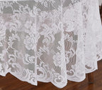 LinenZone White Round Tablecloth for Rustic Vintage Decor. Sheer Lace Tablecloth Works Great As Wedding, Thanksgiving or Christmas Decor. (Mia 90 Round, White)