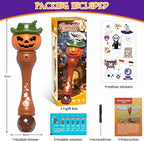 Halloween Bubble Machine Wand for Kids, Light up & Music Pumpkin Bubble Wand-1 Temporary Tattoos and 5 Bubble Solution, Halloween Boo Basket Stuffers for Toddlers Boys & Girls 3 4 5 6 7 8 + Years Old