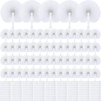 MCEAST 160 Pack Folding Wedding Paper Fans White Handheld Folding Fan Round Shaped Wedding Fans with Plastic Handle for Wedding Birthday Party Favors Supplies Home Decoration (Round)