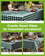 Pureegg Plastic Table Cloth Disposable 10 Pack, 54 x 108 Inch Table Cloths, Party, Picnic, Decorative Gingham Tablecloths, Rectangle, Green and White Checkered Cover, Leakproof & Sturdy, Green Plaid
