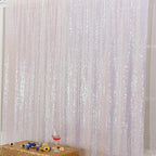 Poise3EHome White Iridescent Sequin Backdrop,8FT x 10FT Sequin Photography Backdrop Curtain for Party Decoration