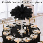 Crowye 100 Pcs Ostrich Feathers Bulk for Centerpieces Craft Ostrich Feathers for Vase Wedding Masquerade Party Home Costume Decorations (6-8 Inch,Black,White)