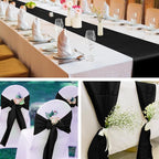 Aneco 12 Pack Satin Table Runner 12 x 108 Inch Black Long Wedding Satin Silk Table Runner for Wedding Banquet Graduations Birthday Party Decoration