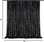 Black Sequin Backdrop Curtain 7ft x 7ft Glitter Photo Booth Backdrop for Wedding Birthday Baby Shower Event Decorations