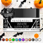 MONÉGASQUE White Edible Glitter for Drinks 7g – Halloween Edible Glitter for Cakes & Cocktails - White Luster Dust for Cocktail, Cake, Strawberries - Food & Drink Shimmer - Cake Decorations Spray