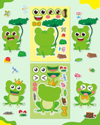 Aowplc 32 Sheets Frog Make-a-Face Stickers for Kids 8 Cute Designs Frog Craft Activities & Party Favors