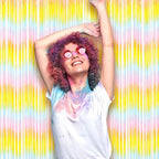 2 Pack Pastel Rainbow Foil Fringe Backdrop Curtains, Tinsel Streamers Birthday Party Decorations, Fringe Backdrop for Baby Shower, Gender Reveal, Birthday Party